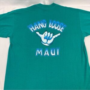Vintage Softee Single Stitch T Shirt Green Maui Hang Loose Graphic